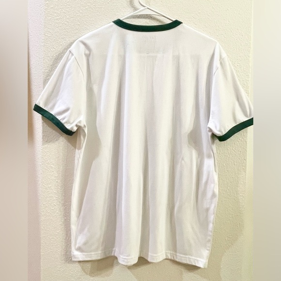 Ringer Tee White Green Trim Size Medium Vintage Look T-shirt - Picture 4 of 5